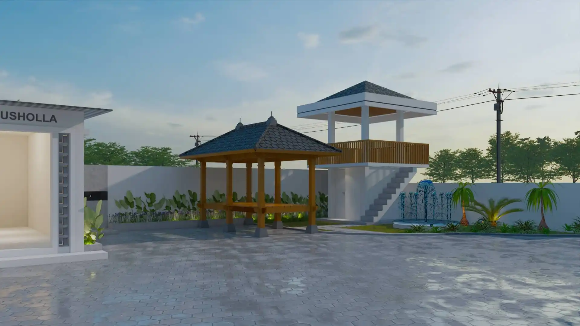 Tampak depan kantor pemerintahan dengan desain modern minimalis